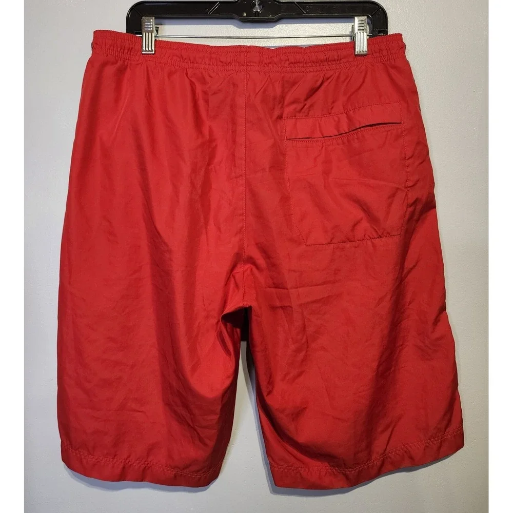 Nike Swim Trunks Men Large Red Pockets Boardshorts Mesh Lined Embroidered Swoosh